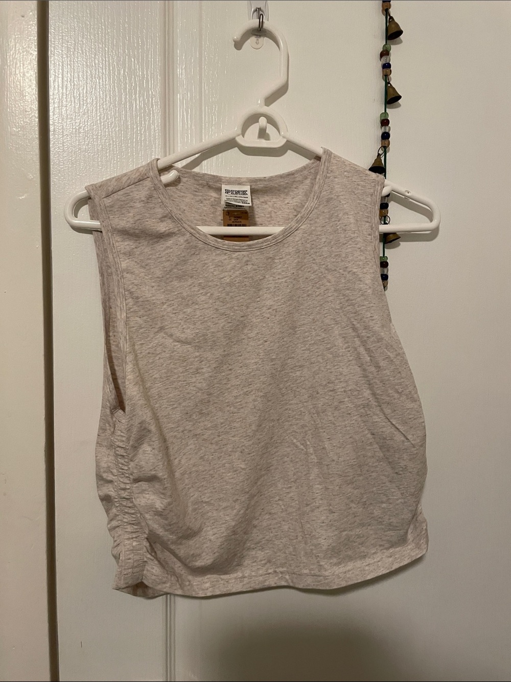 PINK Women's Sleeveless Crop Tank Top - Light Heather Gray